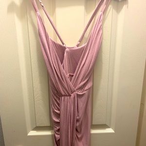 Lavender dress with straps and crisscross back.